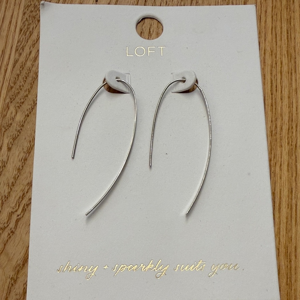 LOFT Silver Curved Threader Earrings